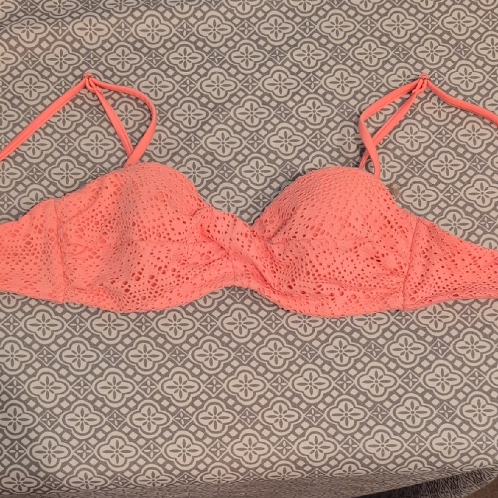 Lace Halter Bikini Top - Pink